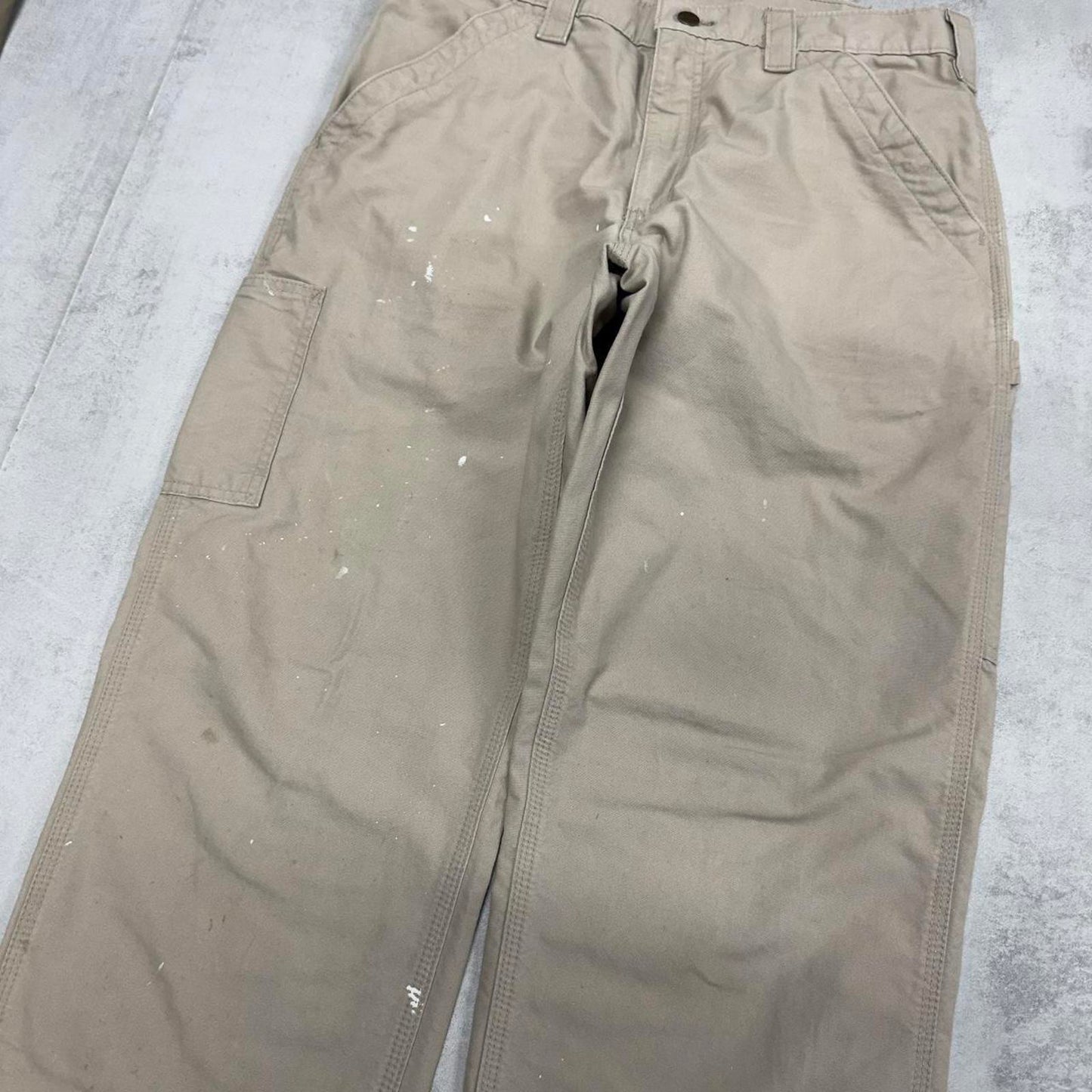 Baggy Carhartt Carpenter Pants W32 L32 beige Loose Dungaree fit carpenters