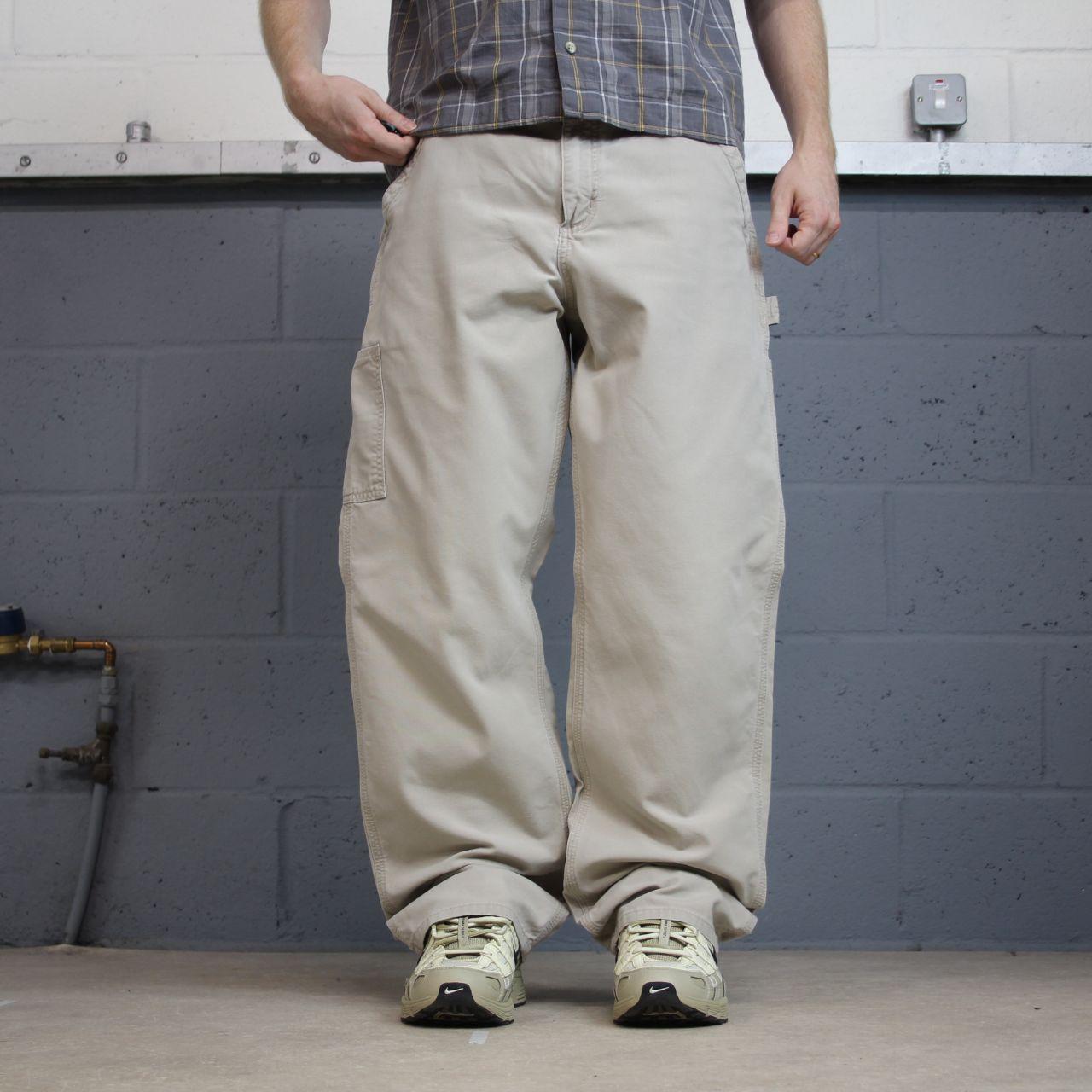 Vintage Carhartt carpenter pants y2k loose fit beige Loose leg 100% cotton skater style workwear