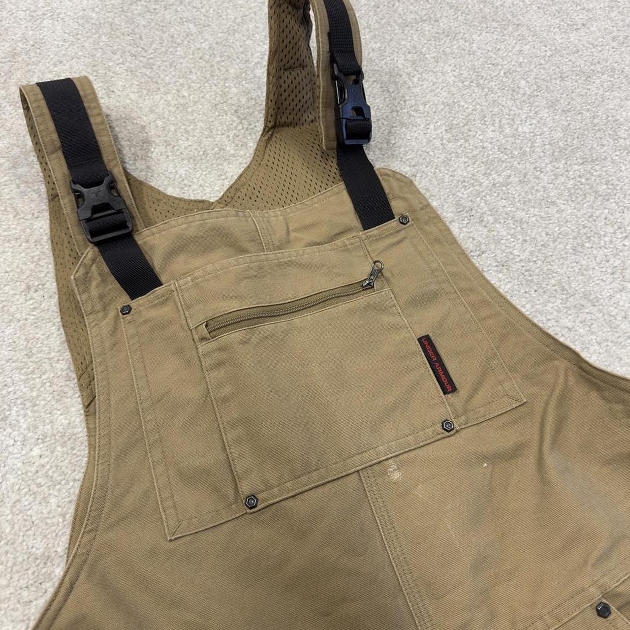 Y2K dungarees denim overalls tan Under Armour workwear bib & brace utility
