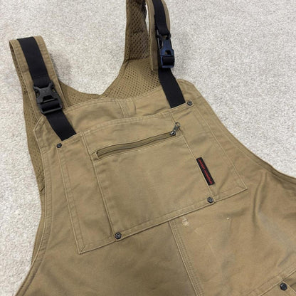 Y2K dungarees denim overalls tan Under Armour workwear bib & brace utility
