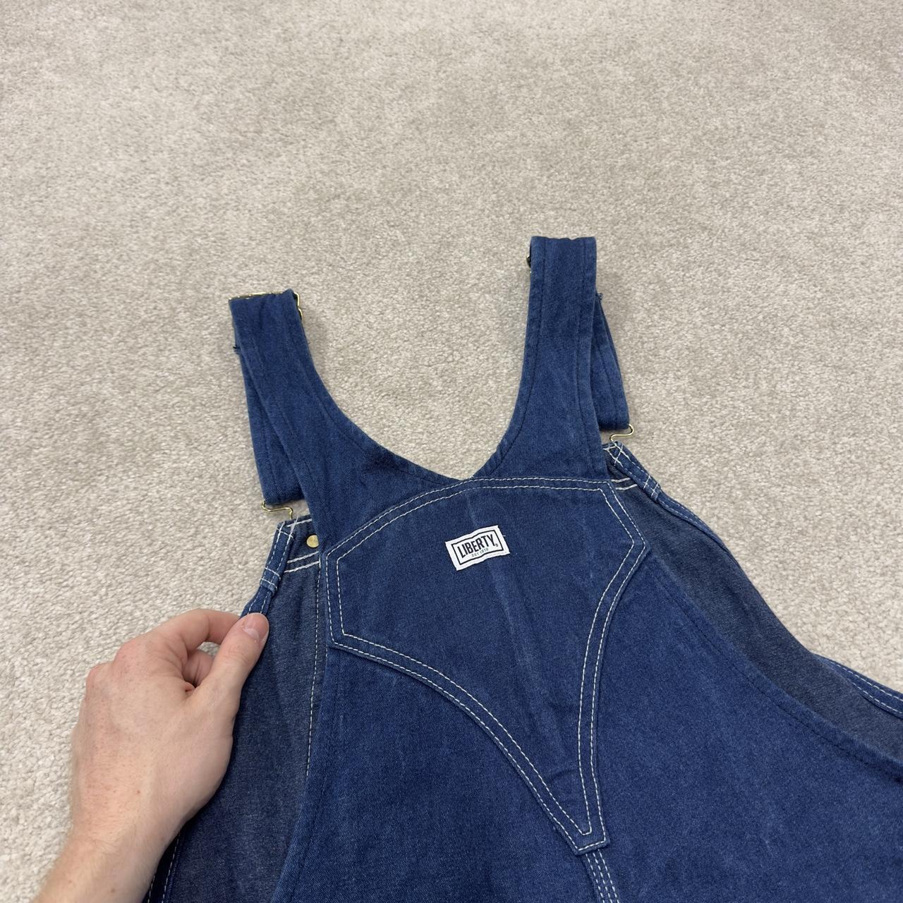 Liberty baggy dungarees denim overalls navy blue Vintage workwear bib & brace utility