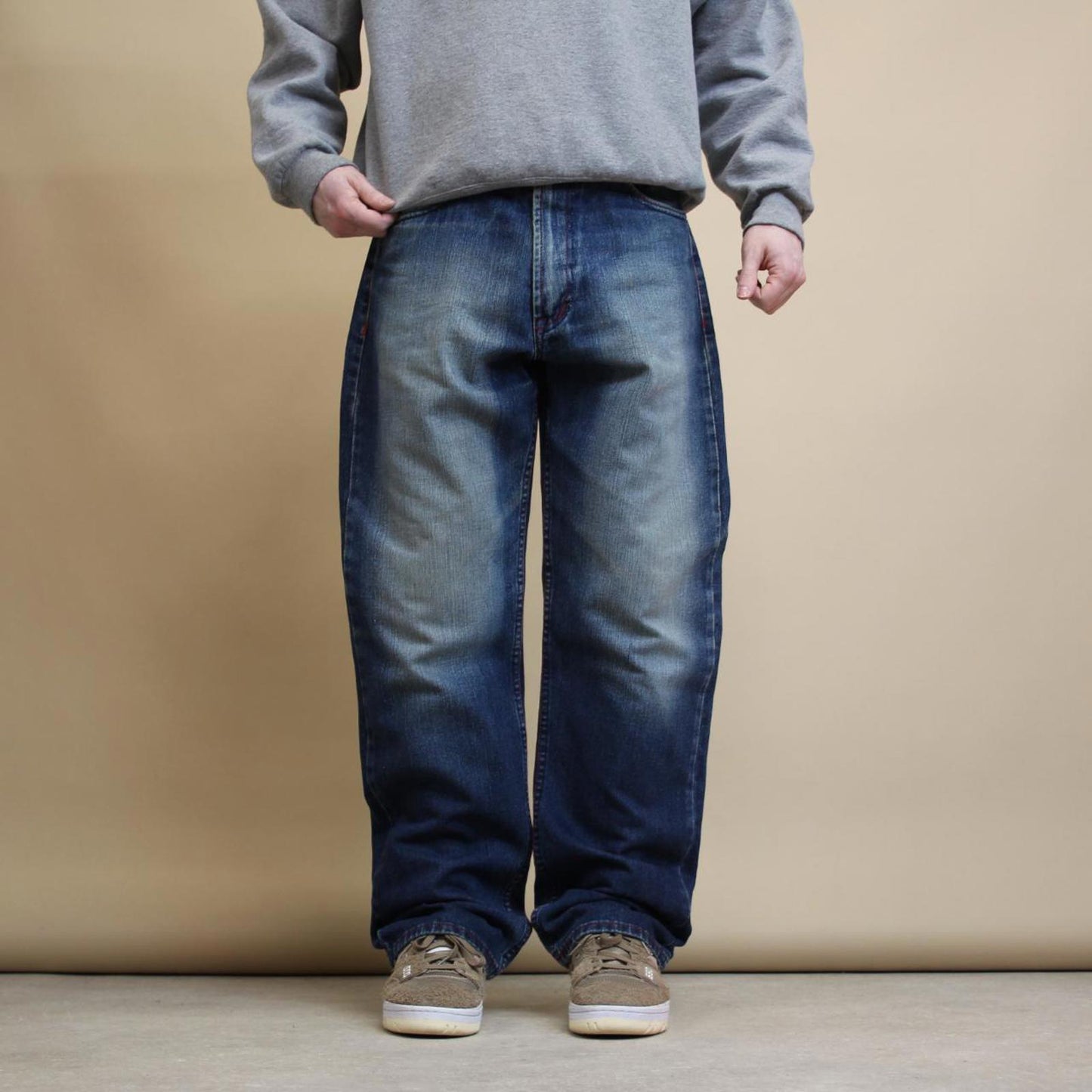 Blue embroidered Premium jeans W36L32 y2k style loose denim pants