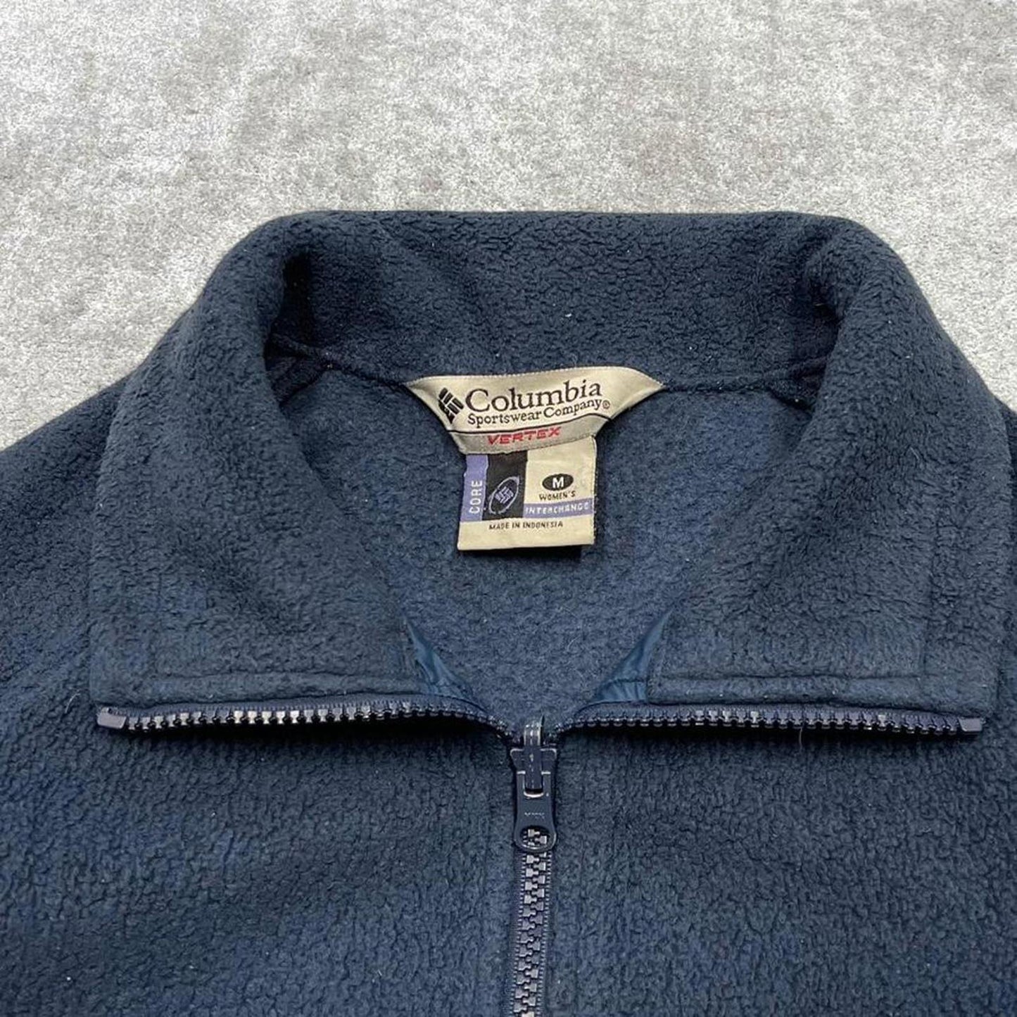 00s Columbia technical fleece M women's navy full zip up y2k style autumn adjustable waist