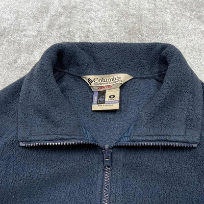00s Columbia technical fleece M women's navy full zip up y2k style autumn adjustable waist