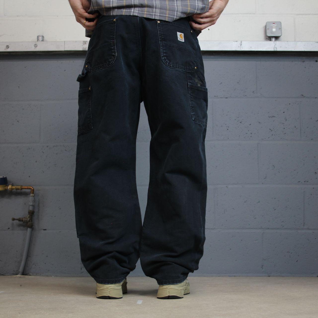 Black vintage Carhartt double knee carpenter jeans y2k Loose leg canvas skater style workwear