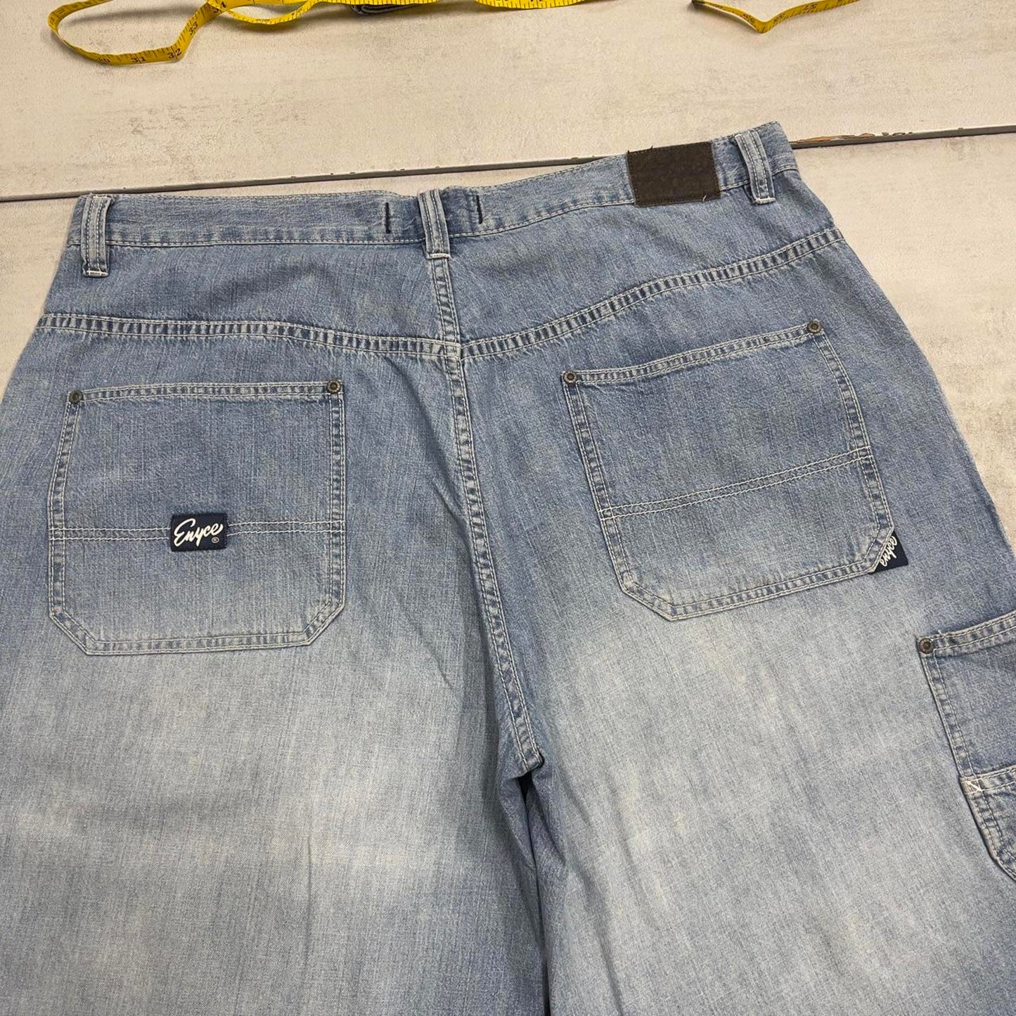 Baggy Enyce jean shorts W38 denim skater style denim shorts patch logo