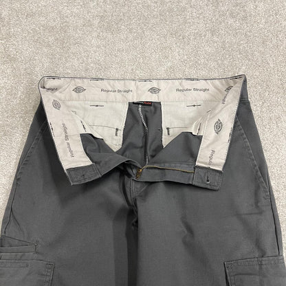 Y2K Dickies cargo trousers regular straight fit grey Chino skater style surf pants utility pockets