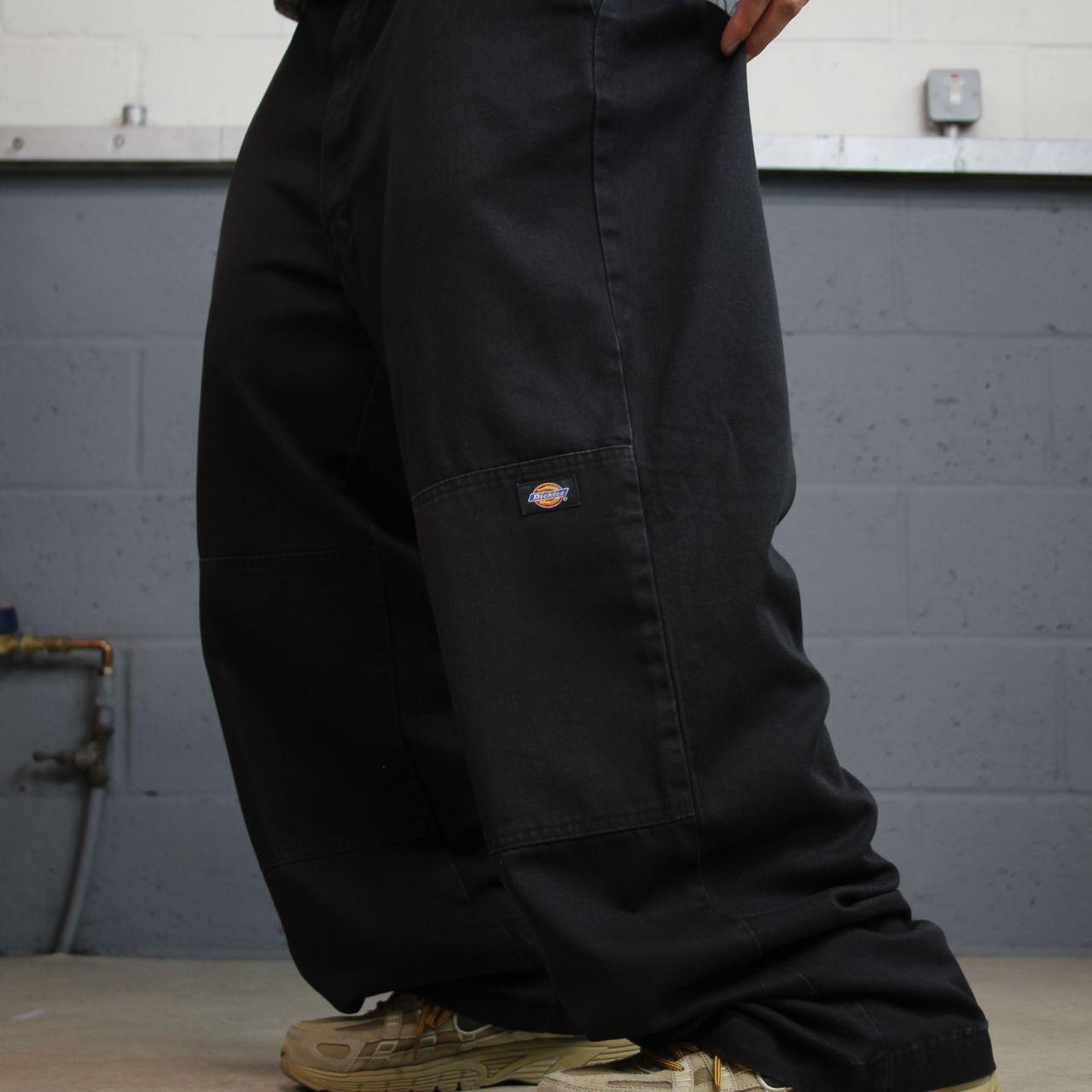 Baggy Dickies double knee carpenter pants faded black Loose twill chino style skate work trousers