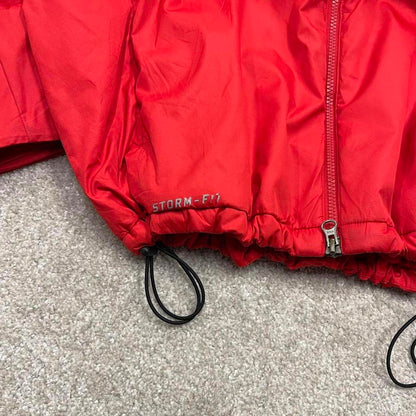 Y2K Nike technical windbreaker jacket red Nike storm fit coat, full zip, logos, hood and pockets