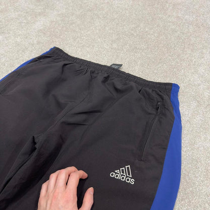 Vintage Y2K baggy Adidas tracksuit bottoms black Embroidered logo lined stripe track pants