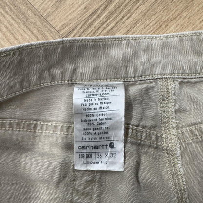 Vintage baggy Carhartt carpenter jeans y2k beige Loose utility workwear skate cargo trousers