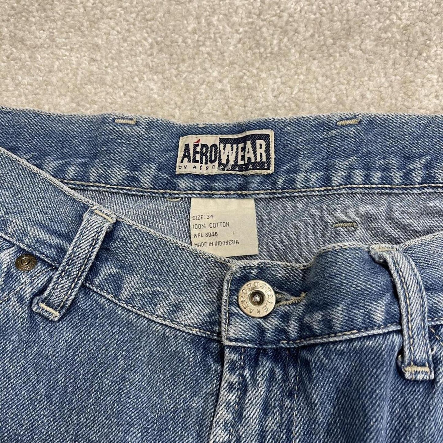 Baggy denim carpenter shorts cargo blue Aeropostale skater style surf jorts