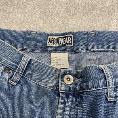 Baggy denim carpenter shorts cargo blue Aeropostale skater style surf jorts