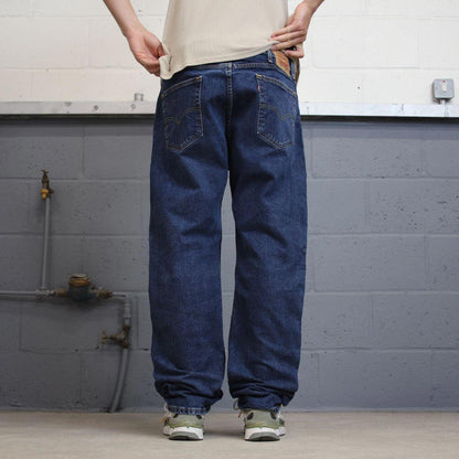 Blue Levis 505 jeans W38L32 blue loose straight leg y2k style pants red tab logo