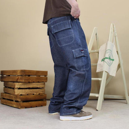 Blue baggy Phat Farm cargo jeans W34L34 loose wide leg thick denim