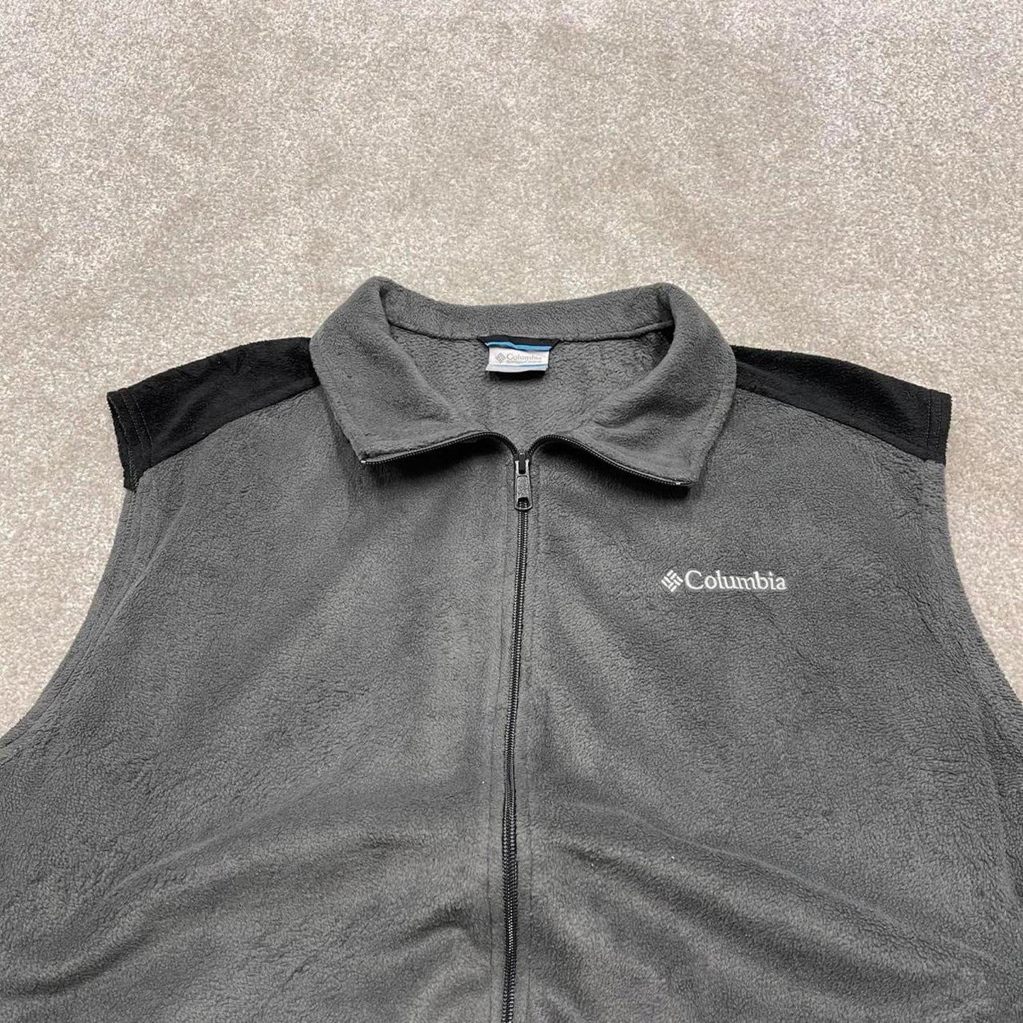 Grey Columbia technical fleece gilet XXL full zip up y2k style autumn 2 tone