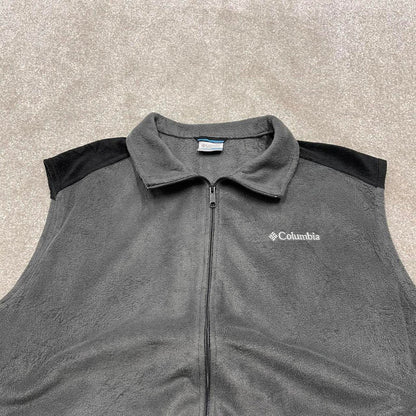 Grey Columbia technical fleece gilet XXL full zip up y2k style autumn 2 tone