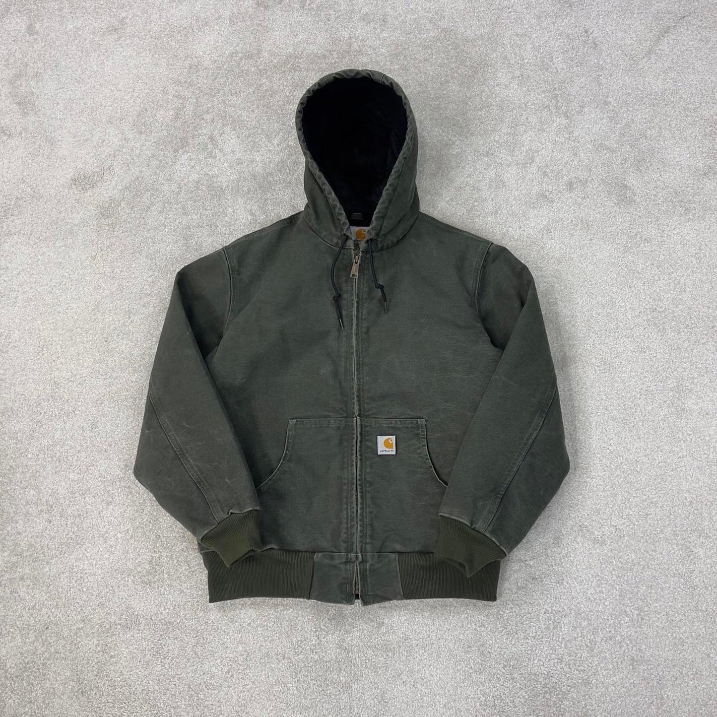 Faded Green Women's Carhartt hooded active jacket Medium canvas work coat