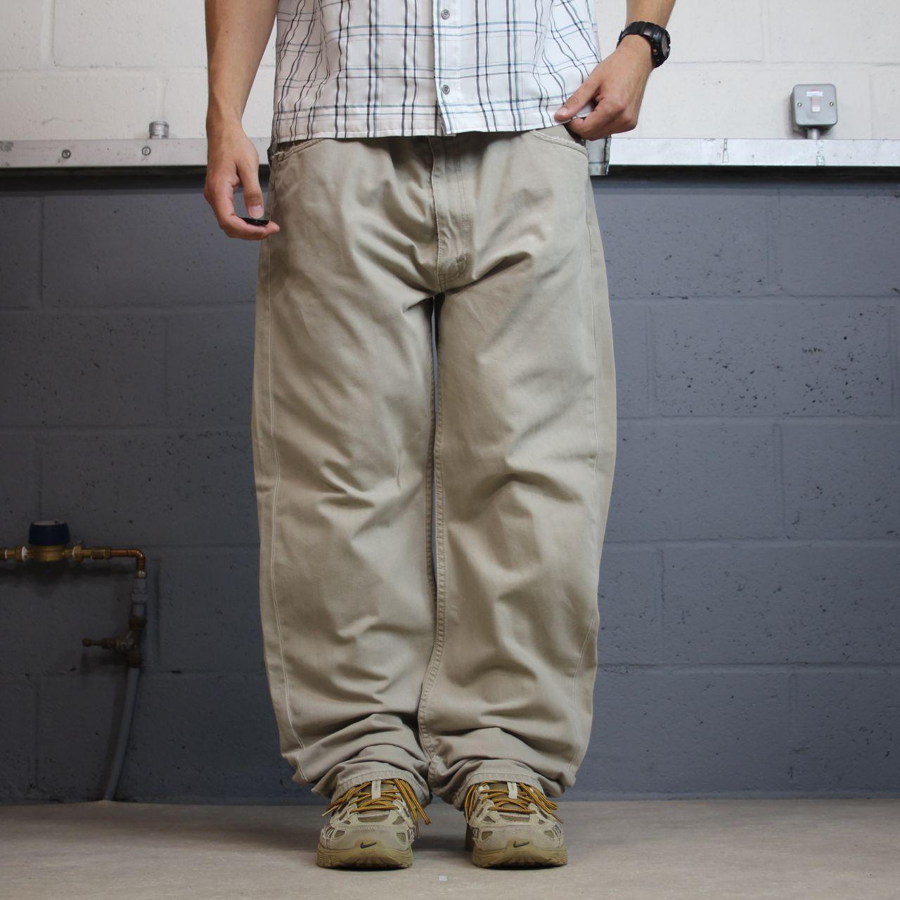Levi’s 505 straight fit jeans Y2K beige 100% cotton pants red tab logo