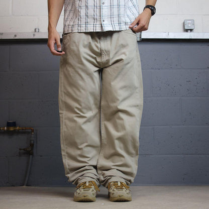 Levi’s 505 straight fit jeans Y2K beige 100% cotton pants red tab logo
