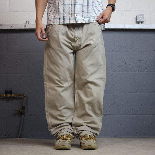 Levi’s 505 straight fit jeans Y2K beige 100% cotton pants red tab logo
