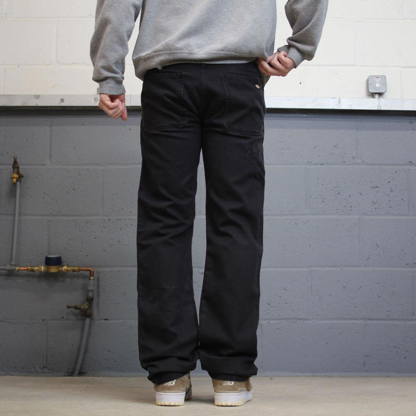 Y2K Dickies double knee carpenter jeans faded black Canvasy flex workwear skater cargos utility