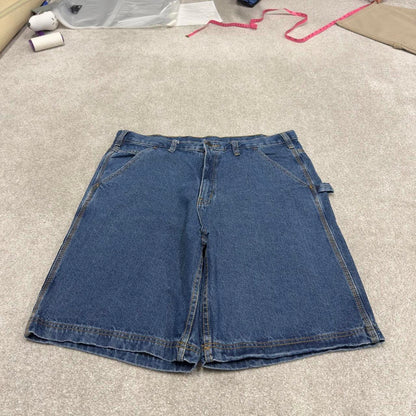 Y2k baggy carpenter shorts skater style blue Denim loose leg RK Brand summer festival jorts