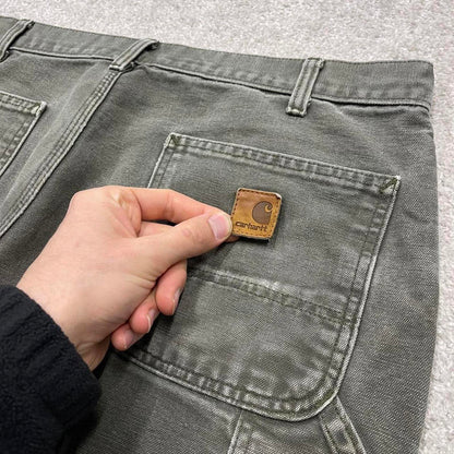 Y2K baggy Carhartt carpenter jeans green Loose wide leg canvas skate style workwear cargo pants