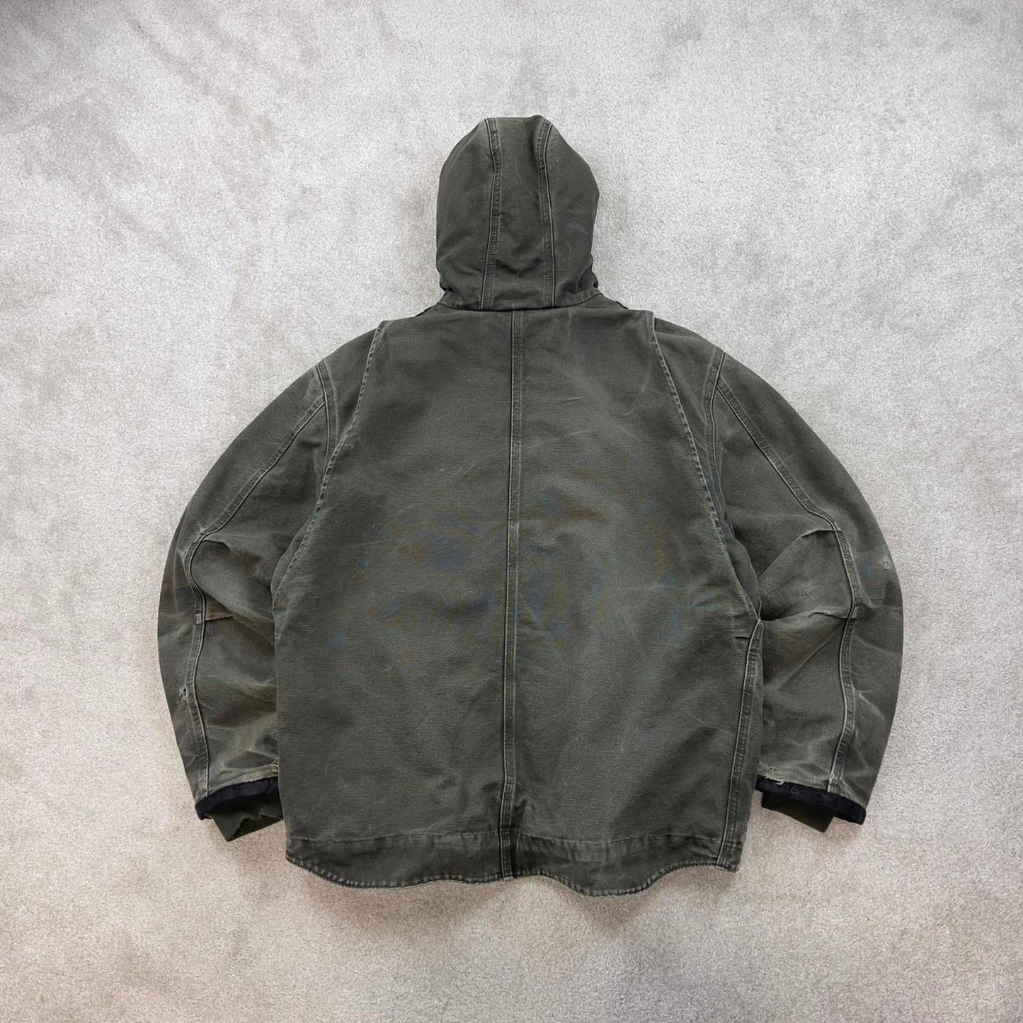 Green Carhartt hooded Bartlett jacket XL technical canvas 90s style skater bomber