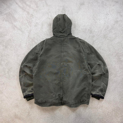 Green Carhartt hooded Bartlett jacket XL technical canvas 90s style skater bomber