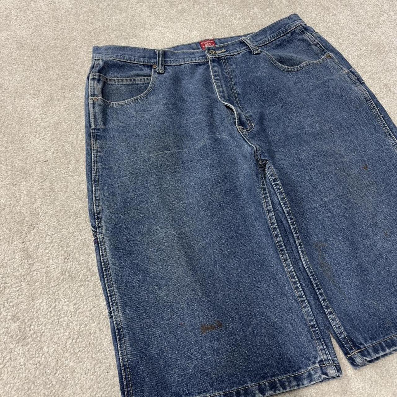 Long baggy denim shorts Y2K carpenter blue GZE loose skater style cargo shorts