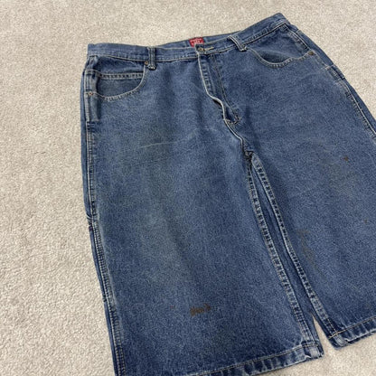 Long baggy denim shorts Y2K carpenter blue GZE loose skater style cargo shorts