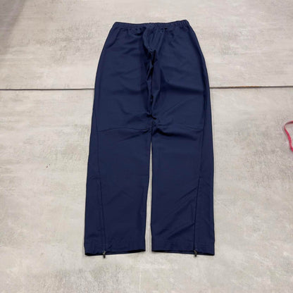 Nike Trackies S navy y2k 00s style dri-fit joggers embroidered logo zip ankles