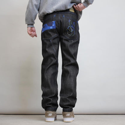 Black GB Design Lab jeans W32L31 Y2K embroidered design leg roll up hip hop