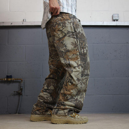 Vintage Duxbak Realtree camo jeans W36L31 khaki 5 pocket loose leg camouflage hunting style pants