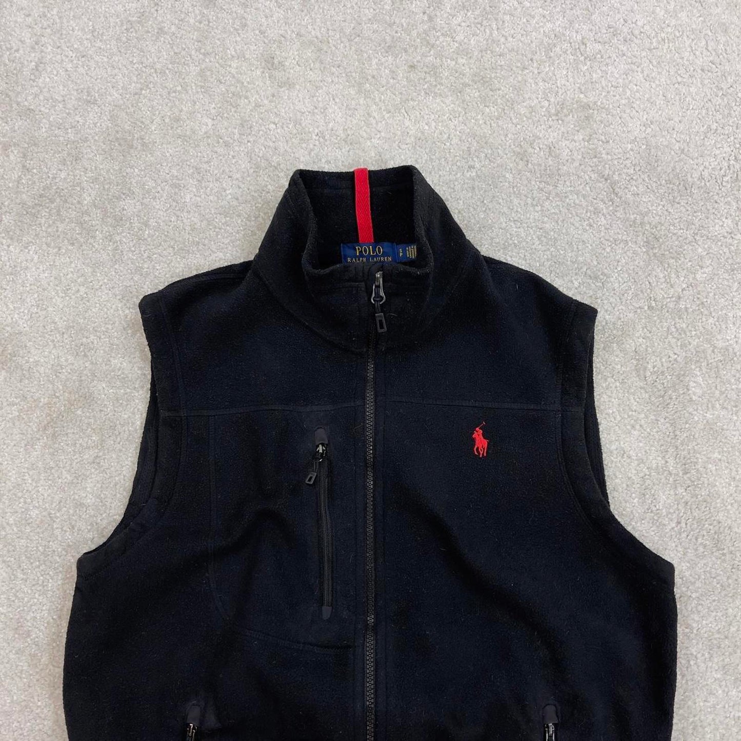 Y2K Ralph Lauren technical fleece gilet S black men’s zip up polo logo
