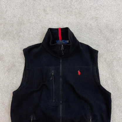 Y2K Ralph Lauren technical fleece gilet S black men’s zip up polo logo