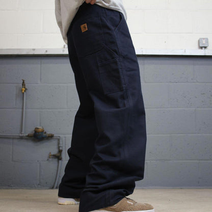 Vintage baggy Carhartt carpenter jeans navy W34L32 90s skater style canvas cargos