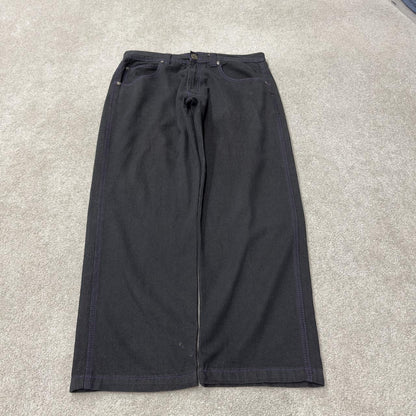 Y2K embroidered baggy jeans W38L31 2000s black Loose fit Rich Kid Jeans skater surf style jeans