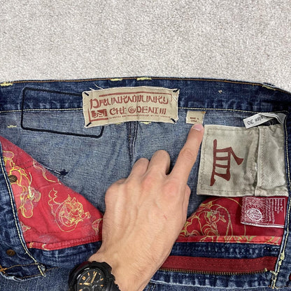 Y2K baggy embroidered jeans wide leg blue denim DrunkNMonkey loose carpenter jeans