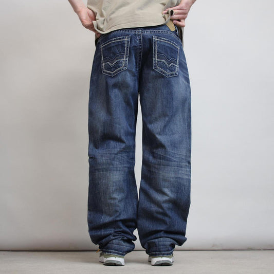 Mens Tin Haul embroidered jeans W38L34 y2k style stich detailing