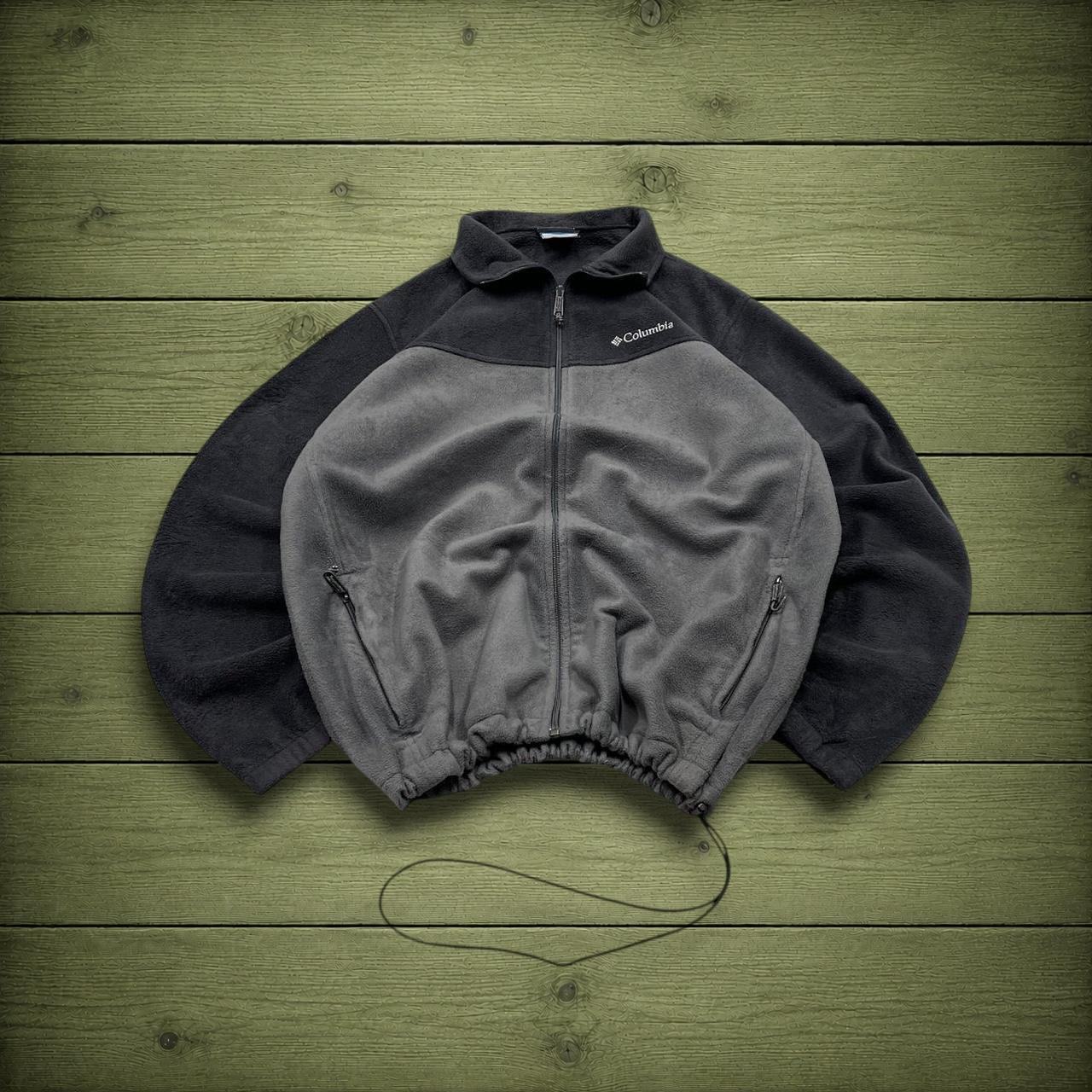 Columbia technical fleece boxy fit grey black Full zip toggle waist two tone surf style