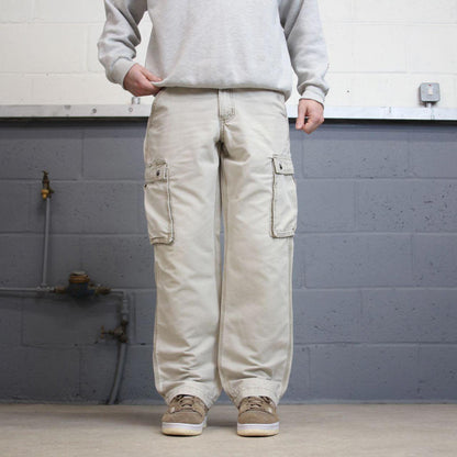 Beige Carhartt Cargo pants W31L32 Loose relaxed canvas utility pocket skate pants