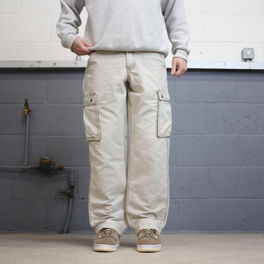 Beige Carhartt Cargo pants W31L32 Loose relaxed canvas utility pocket skate pants