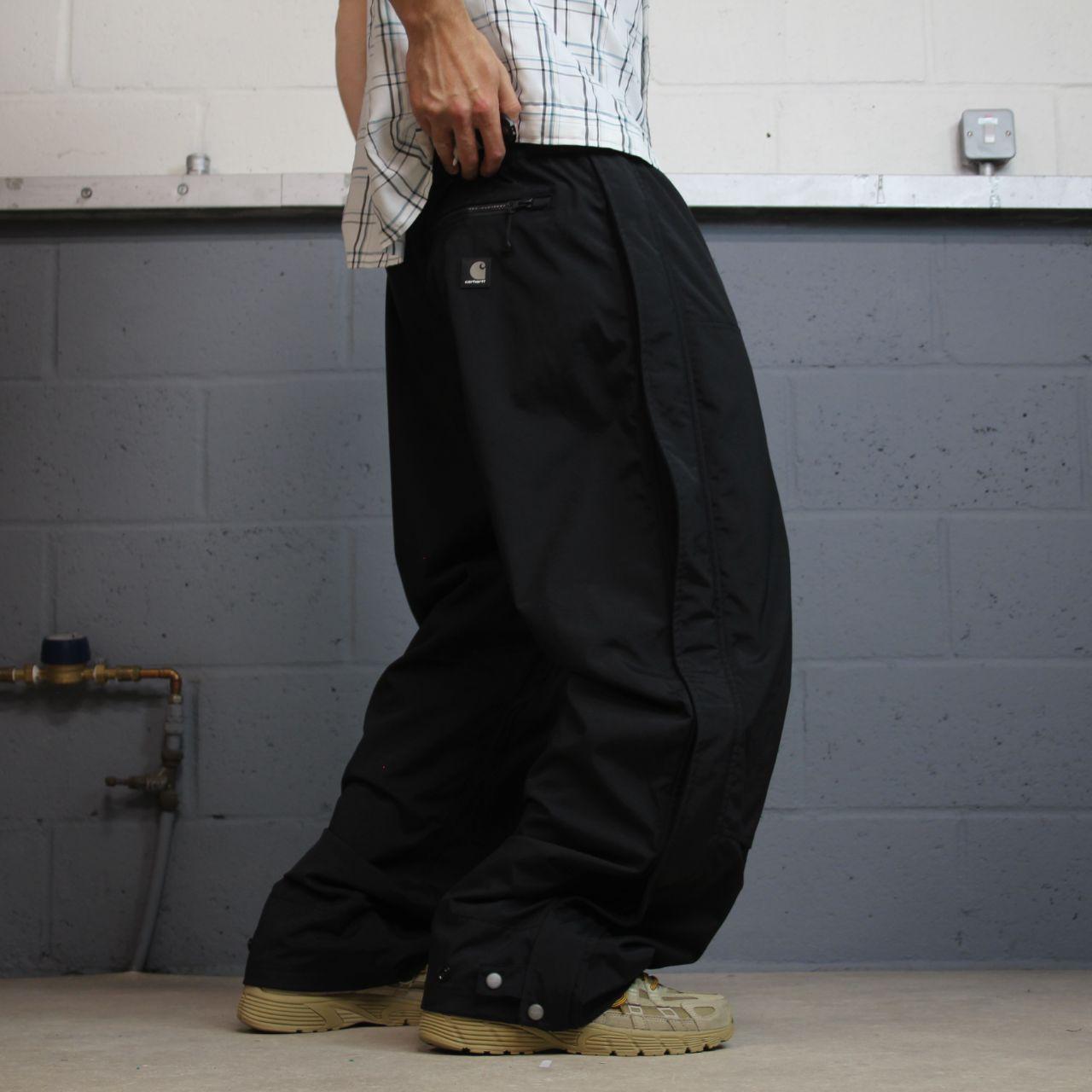 Carhartt baggy waterproof trousers black Wide leg mesh lined waterproof breathable technical pants