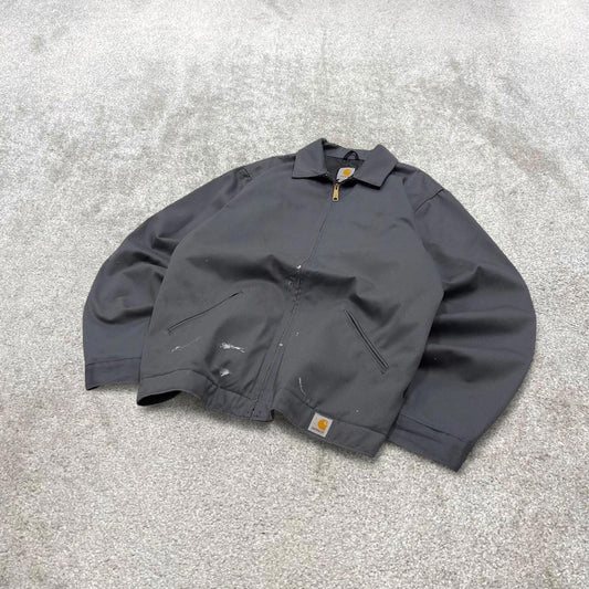 Carhartt chore jacket grey 90s style L Tall loose quilt lined workwear overcoat