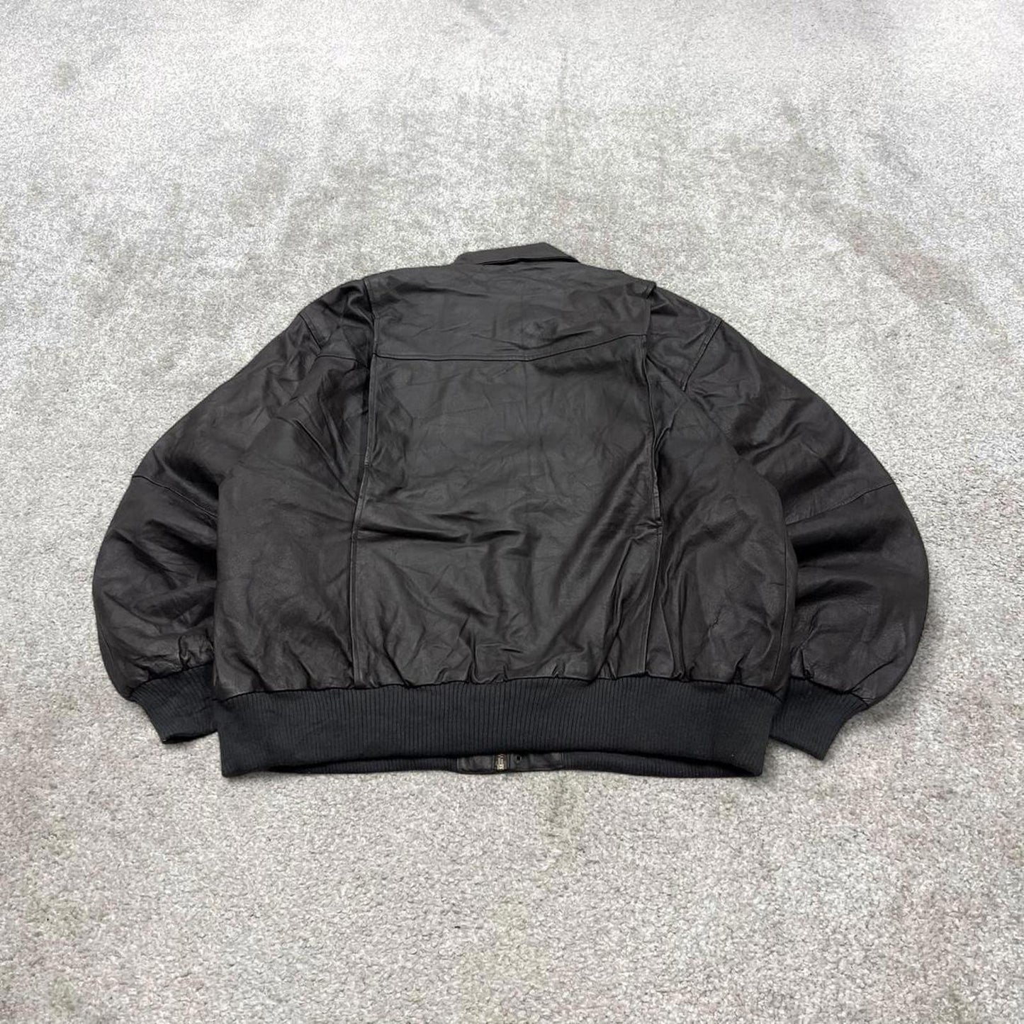 Vintage leather flight aviator bomber jacket black Burk’s Bay boxy genuine leather flight coat