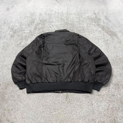 Vintage leather flight aviator bomber jacket black Burk’s Bay boxy genuine leather flight coat