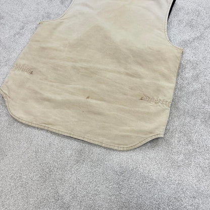 Vintage Carhartt Gilet Large beige distressed workwear body warmer vest padded canvas
