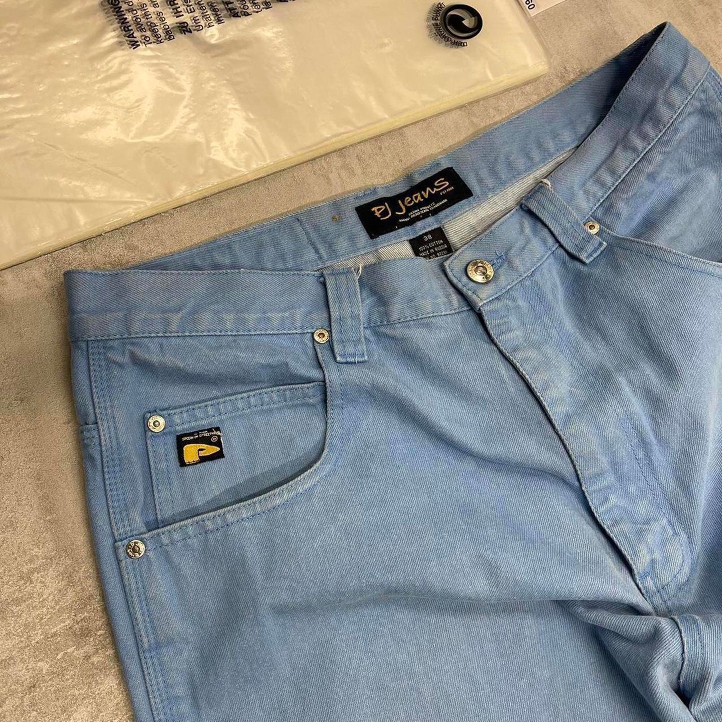 Baggy fit PJ carpenter jeans W36L31 blue wide leg heavy denim 90s style skater cargos casual denim